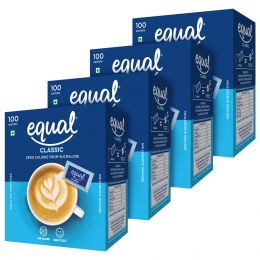 equal : Classic Zero Calorie Sweetener - Pack of 4 (100 Sachets Each)