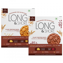 Long & Short: Penne Plant Protein Red Kidney Beans Pasta & Chickpea Pasta - Pack of 2 (250gm Each)