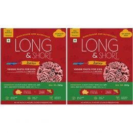 Long & Short: Fun Shapes Veggie Beetroot Kids Pasta - Pack of 2 (250gm Each)