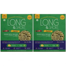 Long & Short: Fun Shapes Veggie Spinach Kids Pasta - Pack of 2 (250gm Each)