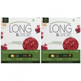 Long & Short: Penne Veggie Beetroot Pasta - Pack of 2 (250gm Each)