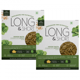 Long & Short: Penne Veggie Spinach Pasta - Pack of 2 (250gm Each)