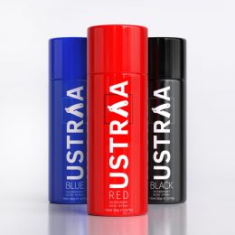 Ustraa: Deodorant Body Spray with Red, Black, Blue- Set of 3 - 150 ml
