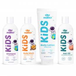 Tiny Mighty: Kids Shampoo, Body Lotion, Body Wash and Hair Oil, 200 ml Each, For Sensitive Skin