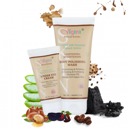 Vigini: Natural Under Eye Dark Circle Puffiness Removal Gel Cream  + Body Lightening Whitening Brightening Fairness Moisturizing Polishing Gel Wash