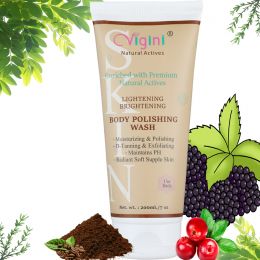 Vigini: Natural Skin Lightening Whitening Brightening Body Polishing Glowing Moisturizing Scrub Gel Wash Use Men Women Smooth Skin 200 ml