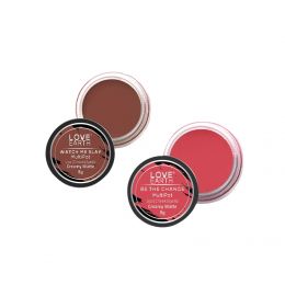 Love Earth: Lip Tint & Cheek Tint Multipot Combo (Rose Pink & Caramel Brown) with Richness of Jojoba Oil and Vitamin E for Lips, Eyelids and Cheeks