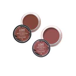 Love Earth: Lip Tint & Cheek Tint Multipot Combo (Mauvish Pink & Caramel Brown) with Richness of Jojoba Oil and Vitamin E for Lips, Eyelids and Cheeks