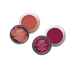 Love Earth: Lip Tint & Cheek Tint Multipot Combo (Coral & Raspberry Pink) with Richness of Jojoba Oil and Vitamin E for Lips, Eyelids and Cheeks