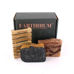 Earthhium: Cafe Latte & Charcoal Tea Tree with Bamboo Soap Dish