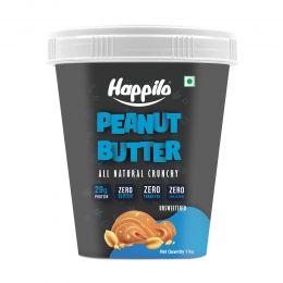 Happilo: All Natural Unsweetened Peanut Butter Crunchy - 1Kgm