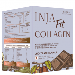 INJA Wellness: Fit Marine Collagen For Skin, Joints And Muscles - Chocolate Flavour - 250gm