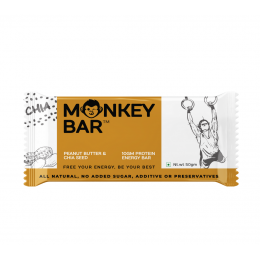 Monkey Bar: Peanut Butter & Chia Seed Protein Bars - Pack of 8