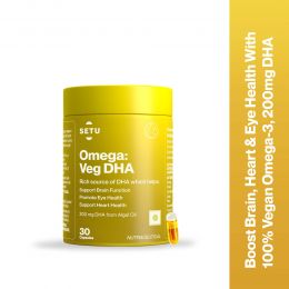 SETU: Veg Omega 3 - 100% Vegetarian Plant Based Omega 3 DHA Supplement - 30 Capsules