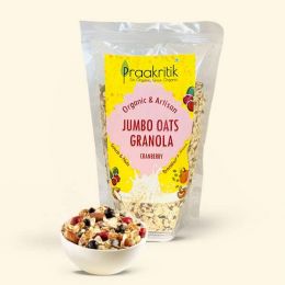Praakritik: Organic Jumbo Oats Granola Cranberry - 300g
