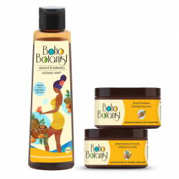 Boho Botanist: Complete Bath-Polishing and Skin Repairing whipped Cream-Super Hydrating and Nourishing Almond and Babassu Bath and Body Cream Combo