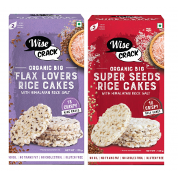 WiseCrack: Organic Rice Cakes - Flax Lovers & Super Seeds - Pack of 2 (125gm each)