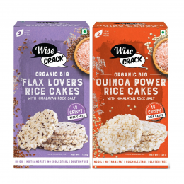WiseCrack: Organic Rice Cakes - Flax Lovers & Quinoa Power - Pack of 2 (125gm each)