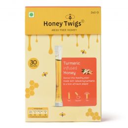 Honey Twigs: Honey Twigs Turmeric Honey and Lakadong Black Pepper - 240gm - 30 Sachets