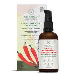 Juicy Chemistry: Chilli Horsetail & Blackseed Hair Oil for Hair Growth & Hair Fall Control - 30ml