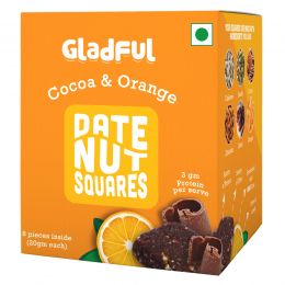 Gladful: Date Nut Squares - Cocoa and Orange - Pack of 8 (20gm each)