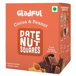 Gladful: Date Nut Squares - Cocoa and Peanut - Pack of 8 (20gm each)