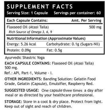 INLIFE: Flaxseed Oil Omega 3, 6, 9 Fatty Acid Supplement 500 mg - 60 Capsules
