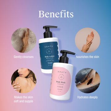 Arata: Hydrating Bath & Body Combo - Body Wash & Body Lotion - 300ml Each