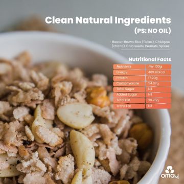 Omay Foods: Beaten Brown Rice - Desi Mix -  115gm