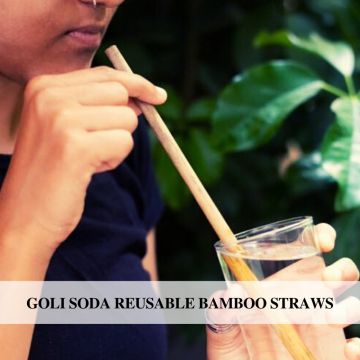 GOLI SODA: Reusable Bamboo Straws With Easy Carry Travel Pouch Pack of 3