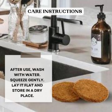 GOLI SODA: Natural Coconut Coir Round Stitched Dishwashing Scrub Pads - Pack of 6 Scrubs