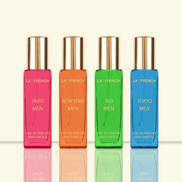 La' French: Luxury Perfumes Gift Set City of Dream - Rio, Tokyo, New York, Paris) Men Perfumes - Pack of 4 - 20ml Each