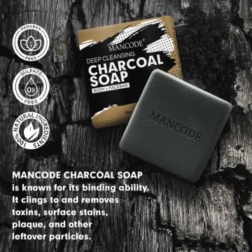 Mancode: Charcoal Deep Cleansing Soap - Pack of 2 (125gm each)