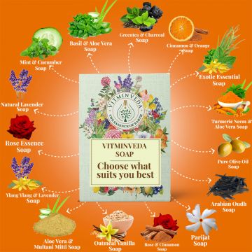 VITMINVEDA: Orange & Cinnamon Herbal Soap Bar - 125 gm