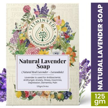 VITMINVEDA: Real Lavender Herbal Soap Bar - 125 gm