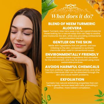 VITMINVEDA: Aloe Vera Neem & Turmeric Herbal Soap Bar - 125 gm