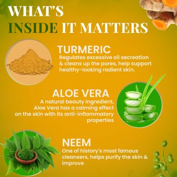 VITMINVEDA: Aloe Vera Neem & Turmeric Herbal Soap Bar - 125 gm