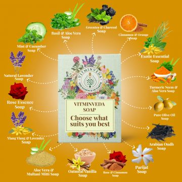 VITMINVEDA: Aloe Vera Neem & Turmeric Herbal Soap Bar - 125 gm