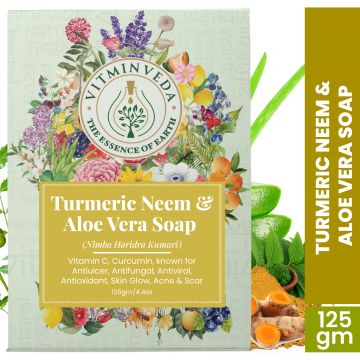 VITMINVEDA: Aloe Vera Neem & Turmeric Herbal Soap Bar - 125 gm
