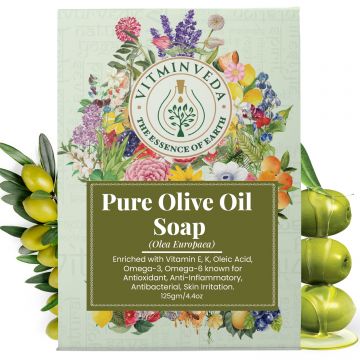 VITMINVEDA: Natural Olive Oil Herbal Soap Bar - 125 gm