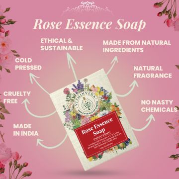 VITMINVEDA: Natural Rose Essence Herbal Soap Bar - 125 gm