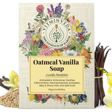 VITMINVEDA: Natural Vanilla Oatmeal Herbal Soap Bar - 125 gm
