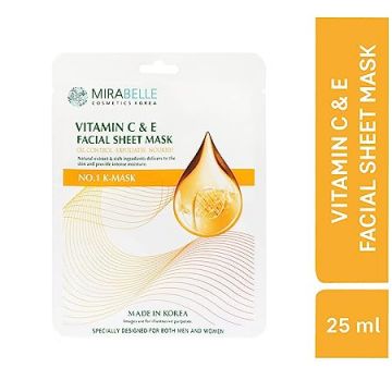 Mirabelle: Vitamin C & E Facial Sheet Mask - 25ml