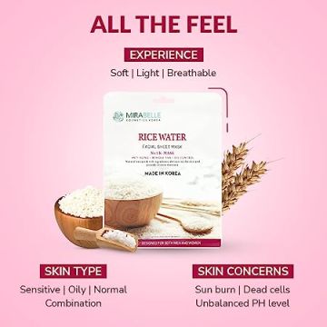 Mirabelle: Rice Water Facial Sheet Mask - 25ml