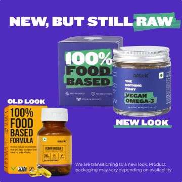 RawRX: Vegan Omega 3, Algal Oil-based DHA (150mg), EPA (30mg) & ALA (100mg) formula - 60 Capsules for Men & Women