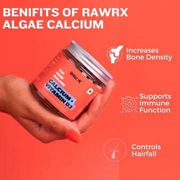 RawRX: Algae Calcium + D3 with Vitamin C, Magnesium & Zinc - 30 Calcium Tablets for Women and Men