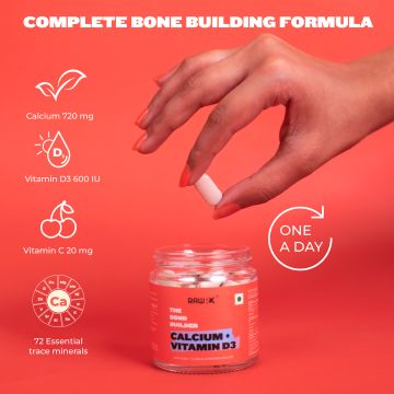 RawRX: Algae Calcium + D3 with Vitamin C, Magnesium & Zinc - 30 Calcium Tablets for Women and Men