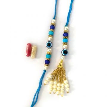 Kindlife: Evil Eye Rakhi Set with Roli Chawal Capsule