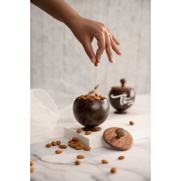 Thenga: Coconut Shell Container with Lid & Small Spoon