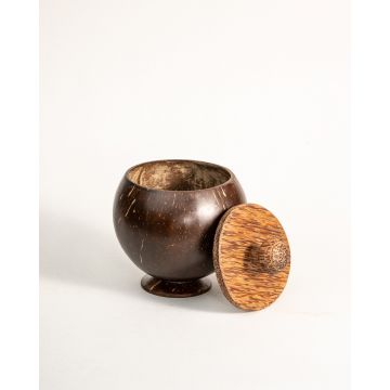 Thenga: Coconut Shell Container with Lid & Small Spoon